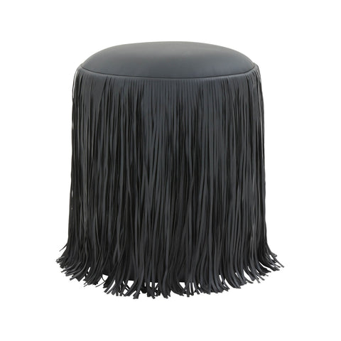Shag Me Black Performance Vegan Leather Ottoman Model: TOV-OC69193