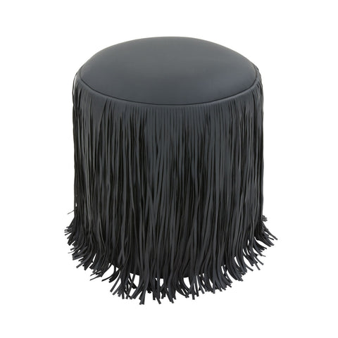 Shag Me Black Performance Vegan Leather Ottoman Model: TOV-OC69193