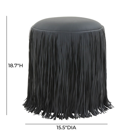Shag Me Black Performance Vegan Leather Ottoman Model: TOV-OC69193
