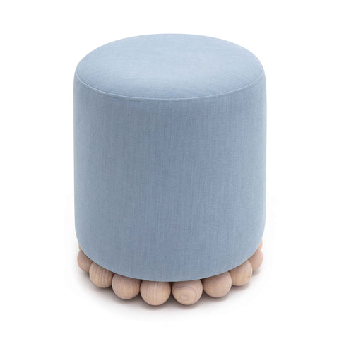 Dex Faded Blue Upcycled Fabric Ottoman Model: TOV-OC69194