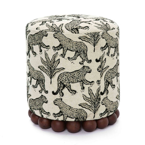 Dex Taupe Leopard Jacquard Ottoman Model: TOV-OC69196