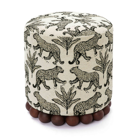 Dex Taupe Leopard Jacquard Ottoman Model: TOV-OC69196