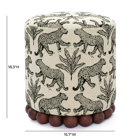Dex Taupe Leopard Jacquard Ottoman Model: TOV-OC69196