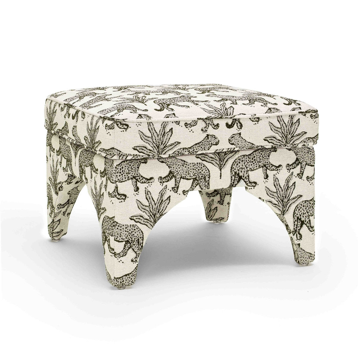 Raji Taupe Leopard Jacquard Ottoman Model: TOV-OC69199
