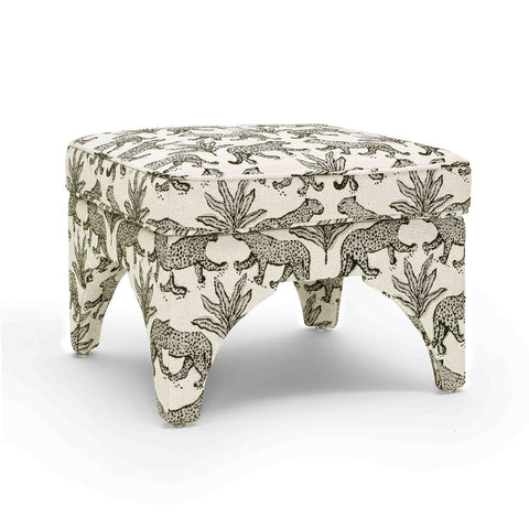 Raji Taupe Leopard Jacquard Ottoman Model: TOV-OC69199