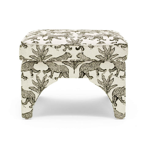 Raji Taupe Leopard Jacquard Ottoman Model: TOV-OC69199