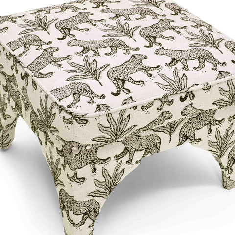 Raji Taupe Leopard Jacquard Ottoman Model: TOV-OC69199
