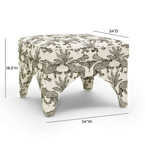 Raji Taupe Leopard Jacquard Ottoman Model: TOV-OC69199