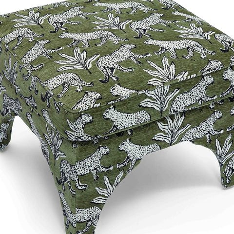 Raji Olive Green Leopard Jacquard Ottoman Model: TOV-OC69200