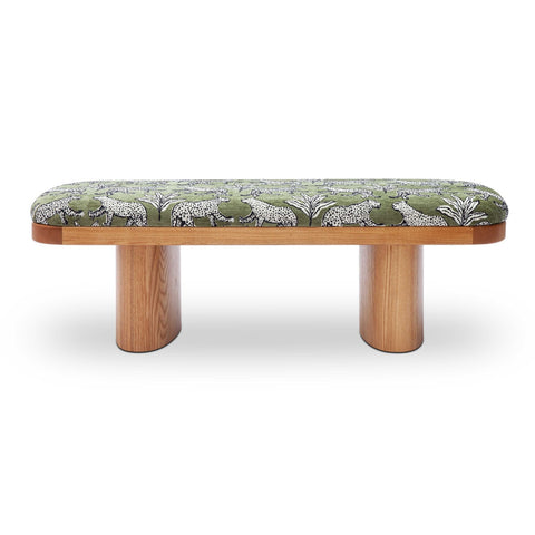 Ollie Olive Green Leopard Jacquard Bench Model: TOV-OC69224