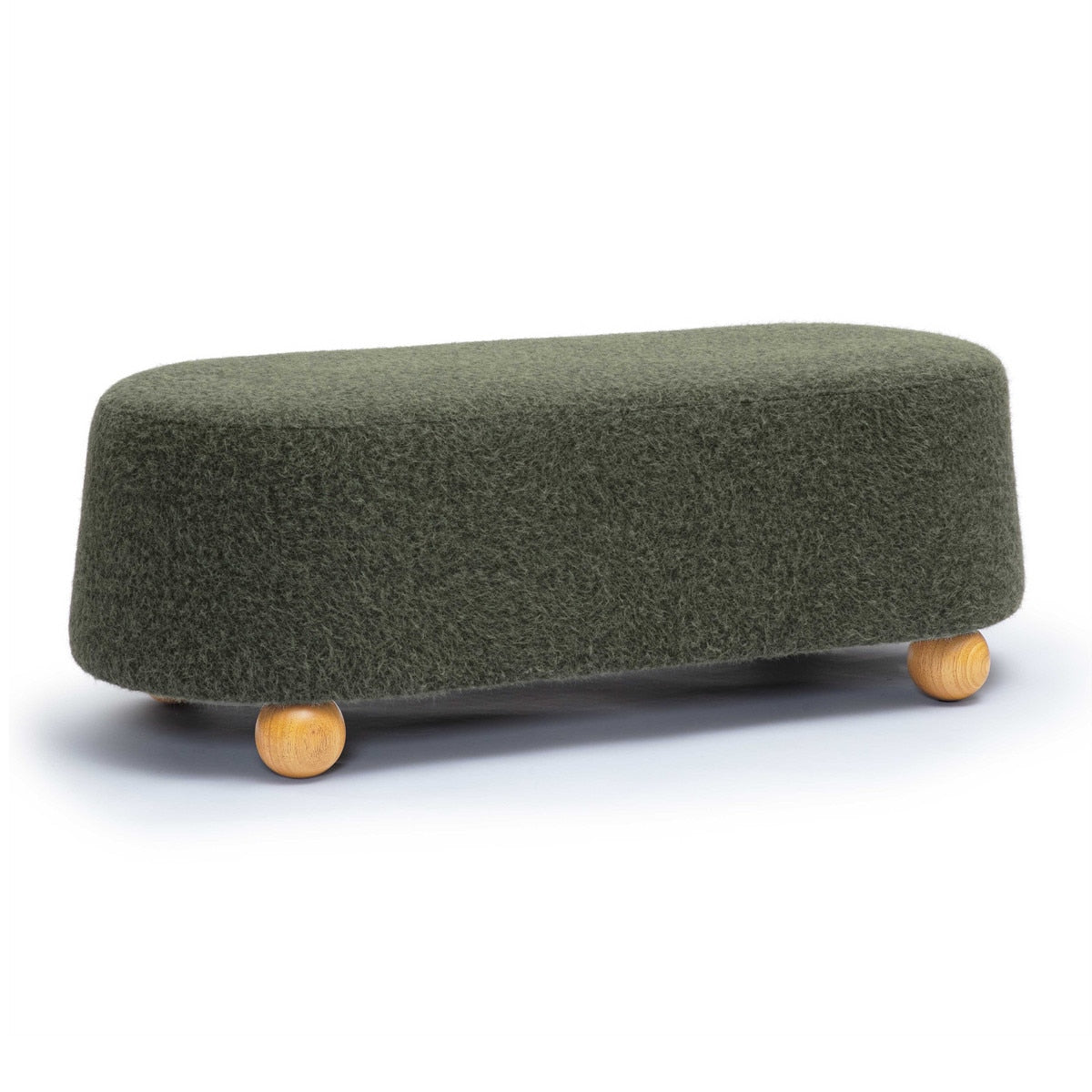 Jaine Forest Green Loose Mohair Large Ottoman Model: TOV-OC69229