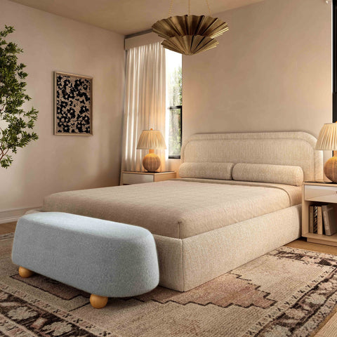 Jaine Stone Grey Loose Mohair Large Ottoman Model: TOV-OC69230