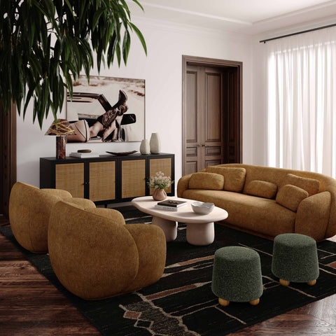 Jaine Forest Green Loose Mohair Ottoman Model: TOV-OC69231