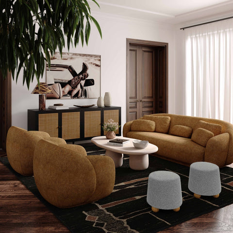 Jaine Stone Grey Loose Mohair Ottoman Model: TOV-OC69232