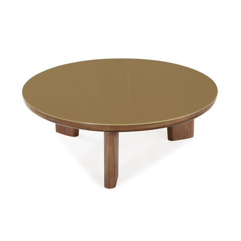 Oani Walnut and Glass Round Coffee Table Model: TOV-OC69238