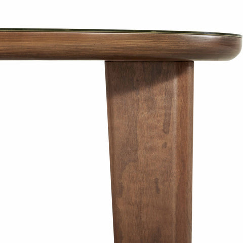 Oani Walnut and Glass Triangular Coffee Table Model: TOV-OC69239