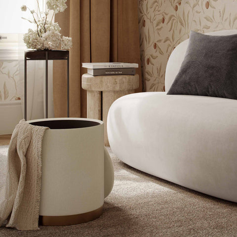 Zoe Cream Chenille Storage Ottoman Model: TOV-OC69275