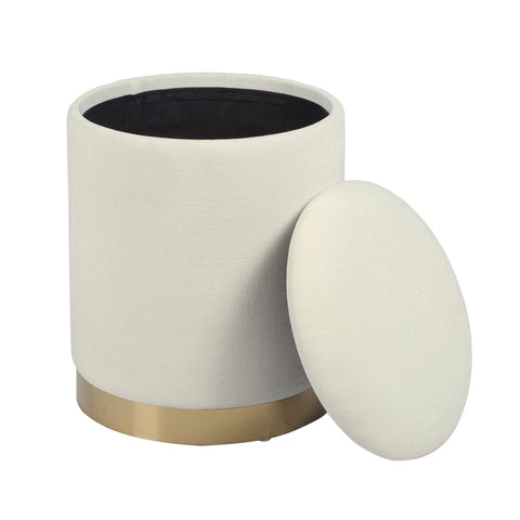 Zoe Cream Chenille Storage Ottoman Model: TOV-OC69275
