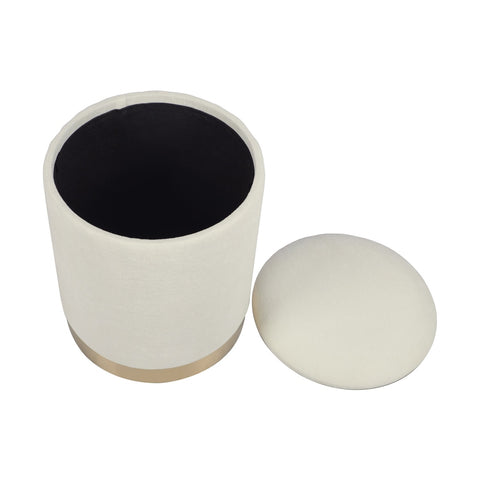 Zoe Cream Chenille Storage Ottoman Model: TOV-OC69275