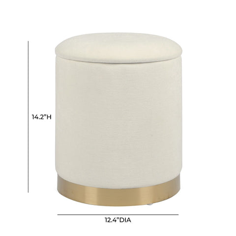 Zoe Cream Chenille Storage Ottoman Model: TOV-OC69275