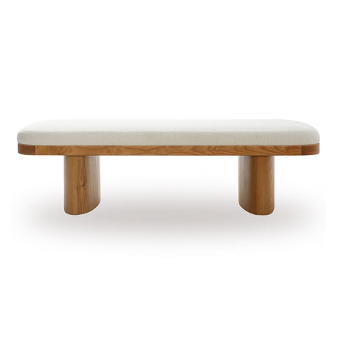 Ollie White Performance Boucle Large Bench Model: TOV-OC69278