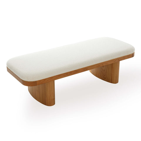 Ollie White Performance Boucle Large Bench Model: TOV-OC69278