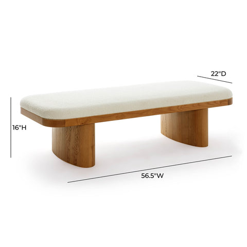 Ollie White Performance Boucle Large Bench Model: TOV-OC69278