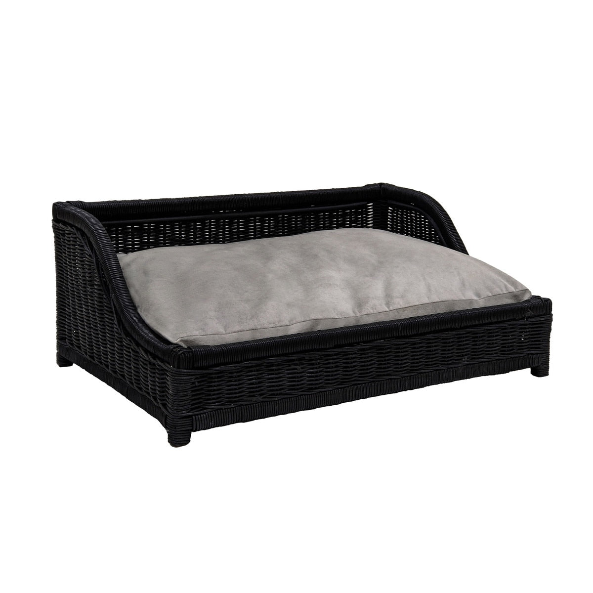 Poppy Black Rattan Small Pet Bed Model: TOV-P54300