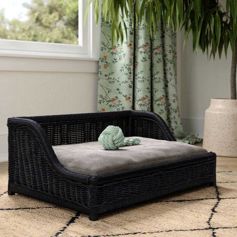 Poppy Black Rattan Small Pet Bed Model: TOV-P54300