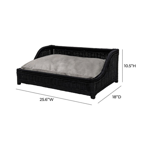 Poppy Black Rattan Small Pet Bed Model: TOV-P54300