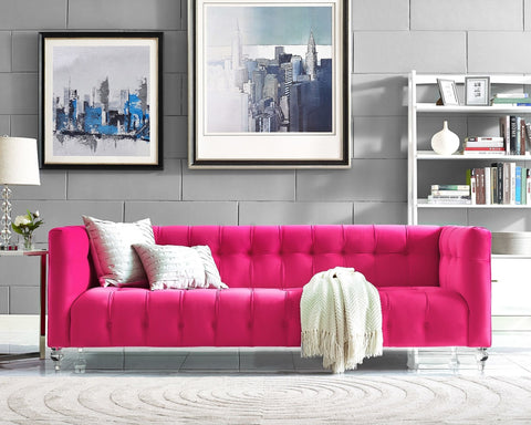 Bea Hot Pink Velvet Sofa Model: TOV-S110