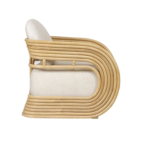 Lauretta Cream Fabric and Natural Rattan Accent Chair Model: TOV-S21028