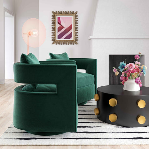 Kennedy Forest Green Velvet Swivel Chair Model: TOV-S44126