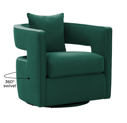 Kennedy Forest Green Velvet Swivel Chair Model: TOV-S44126