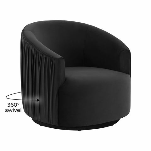 London Black Pleated Swivel Chair Model: TOV-S44151
