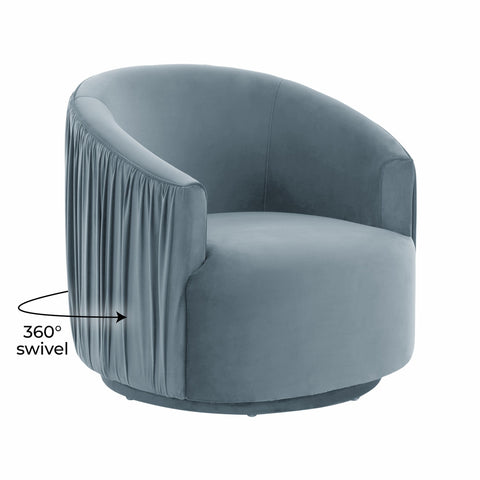 London Blue Pleated Swivel Chair Model: TOV-S44152
