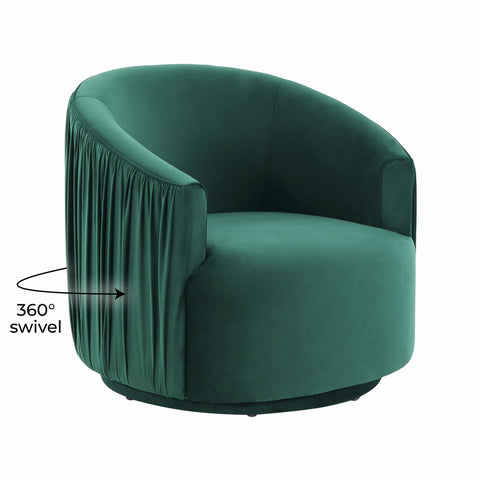 London Forest Green Pleated Swivel Chair Model: TOV-S44153