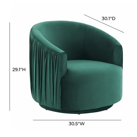 London Forest Green Pleated Swivel Chair Model: TOV-S44153