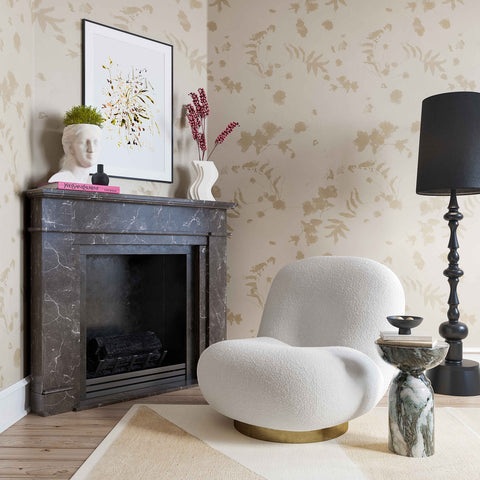 Emily White Boucle Swivel Chair Model: TOV-S44175