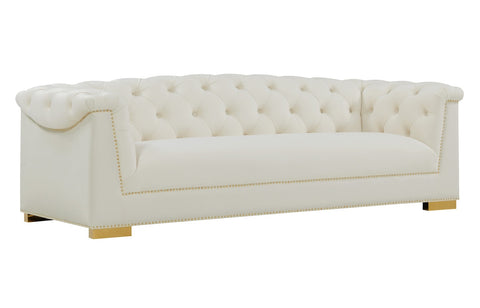 Farah Cream Velvet Sofa By Inspire Me! Home Decor Model: TOV-S4929