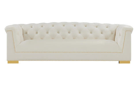 Farah Cream Velvet Sofa By Inspire Me! Home Decor Model: TOV-S4929