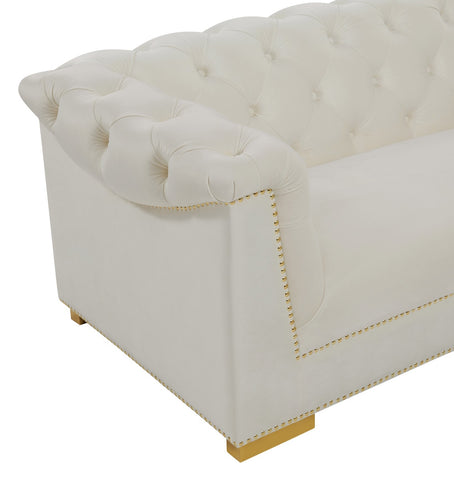 Farah Cream Velvet Sofa By Inspire Me! Home Decor Model: TOV-S4929