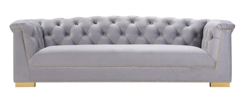 Farah Grey Velvet Sofa By Inspire Me! Home Decor Model: TOV-S4930