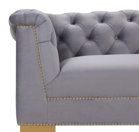 Farah Grey Velvet Sofa By Inspire Me! Home Decor Model: TOV-S4930