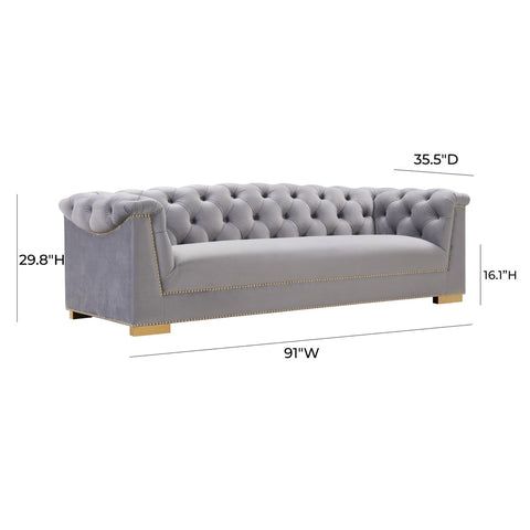 Farah Grey Velvet Sofa By Inspire Me! Home Decor Model: TOV-S4930