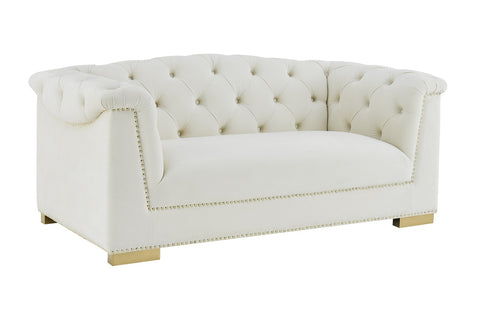 Farah Cream Velvet Loveseat by Inspire Me! Home Decor Model: TOV-S4931
