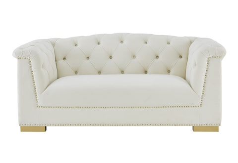Farah Cream Velvet Loveseat by Inspire Me! Home Decor Model: TOV-S4931