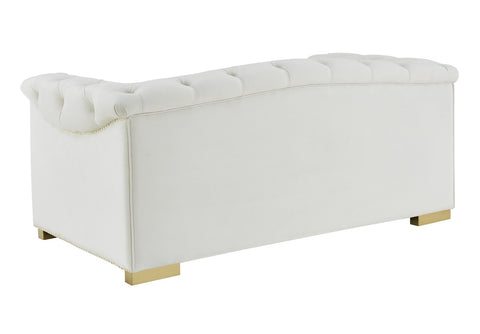 Farah Cream Velvet Loveseat by Inspire Me! Home Decor Model: TOV-S4931
