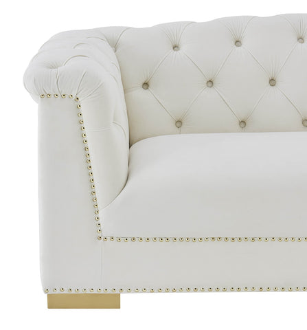 Farah Cream Velvet Loveseat by Inspire Me! Home Decor Model: TOV-S4931