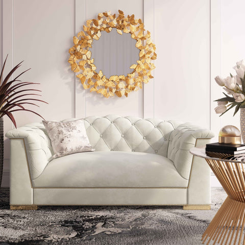 Farah Cream Velvet Loveseat by Inspire Me! Home Decor Model: TOV-S4931